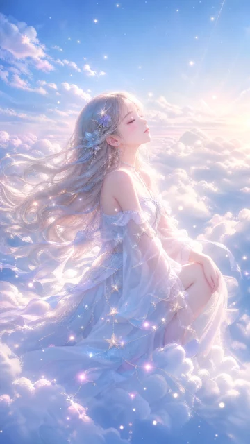 云端女孩梦幻手机壁纸