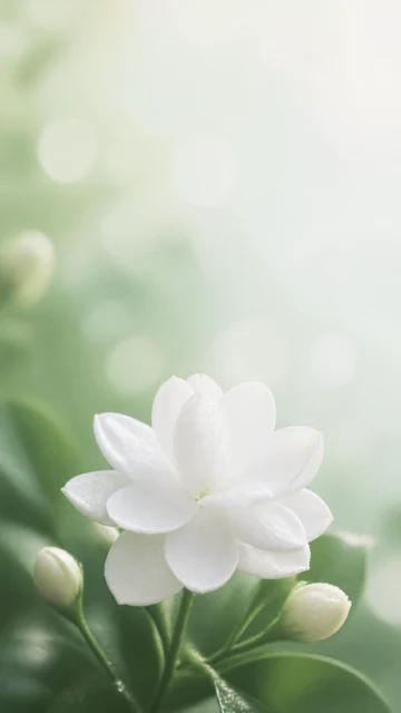 清晨茉莉花手机壁纸