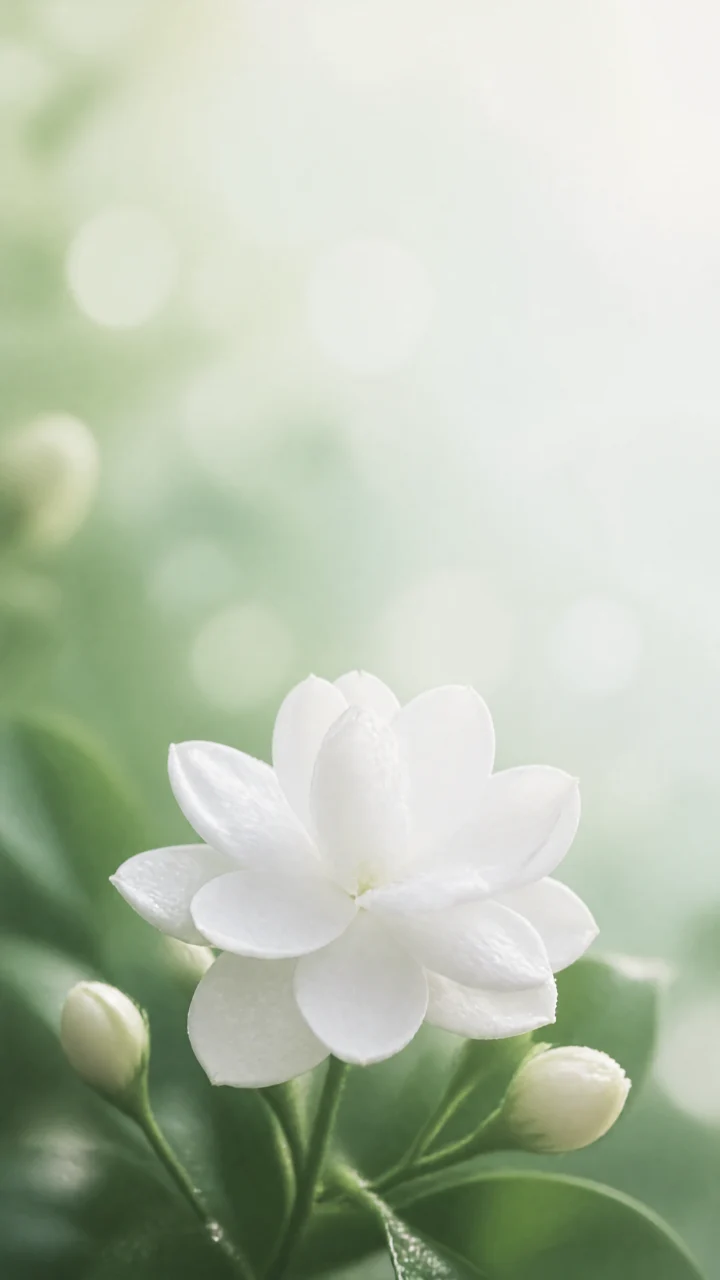 清晨茉莉花手机壁纸
