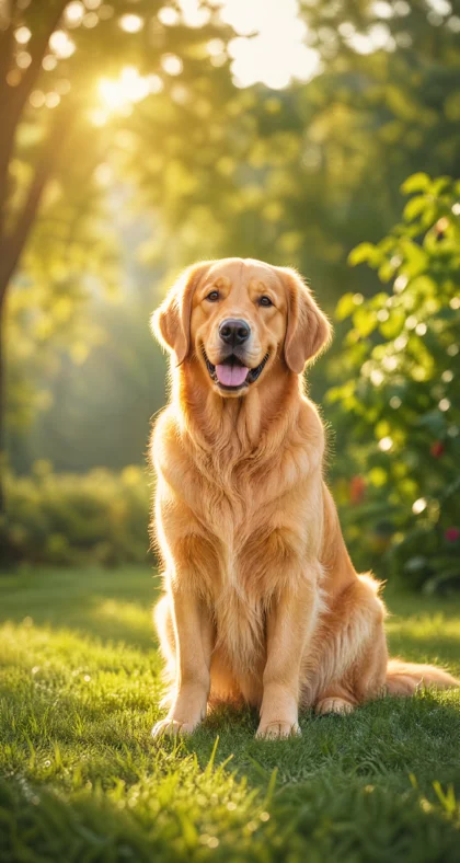 阳光下的金毛犬平板壁纸