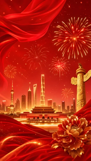 国庆红金盛典手机壁纸