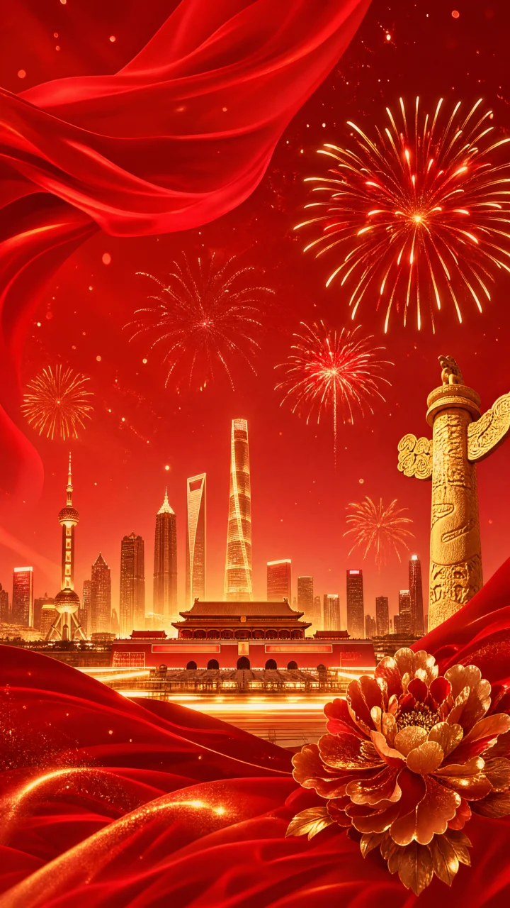 国庆红金盛典手机壁纸