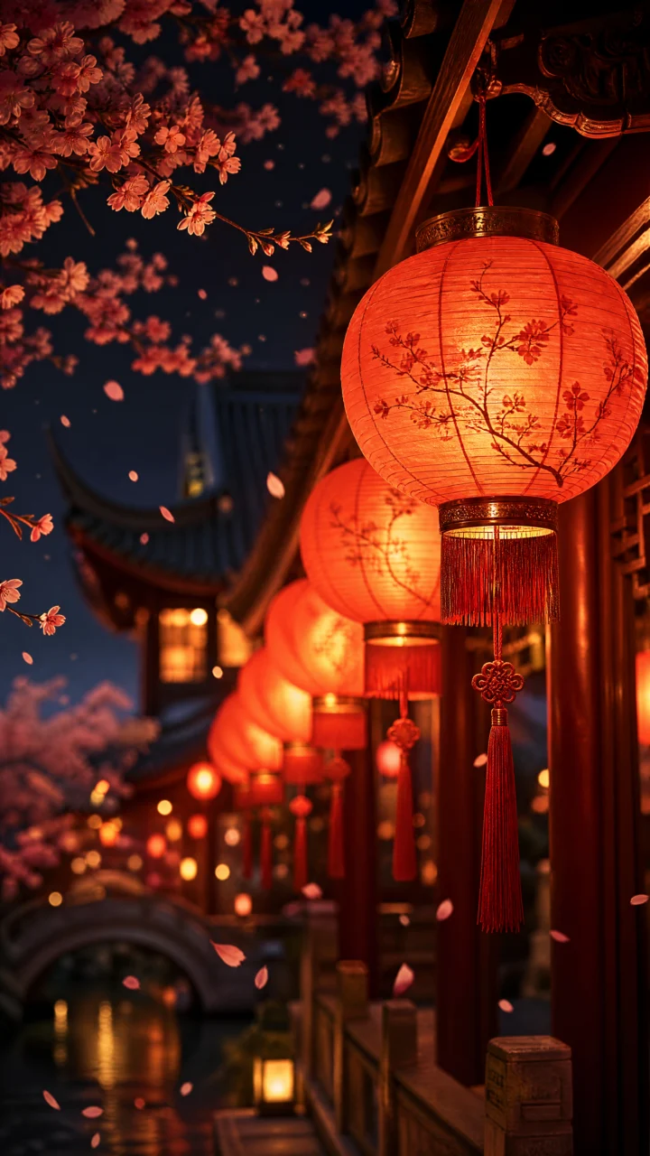 红灯笼夜色手机壁纸