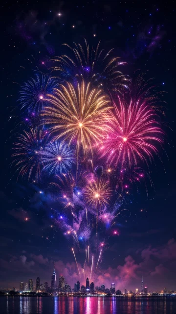绚烂夜空烟花手机壁纸