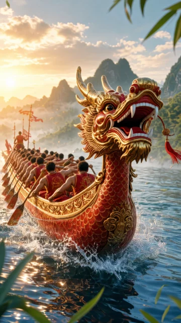 破浪龙舟手机壁纸