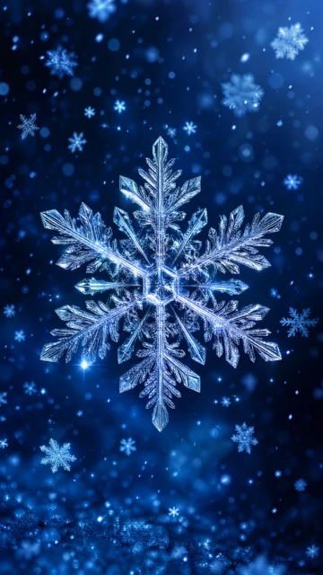 晶莹雪花冬夜手机壁纸