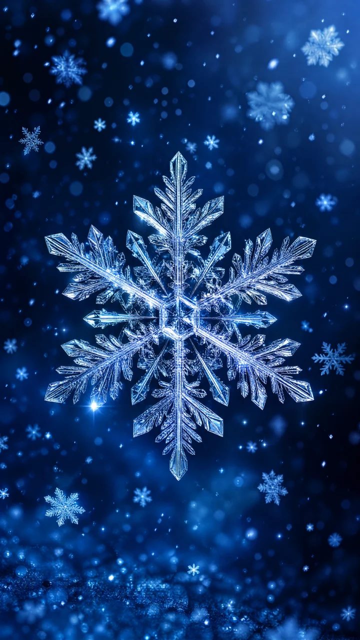 晶莹雪花冬夜手机壁纸
