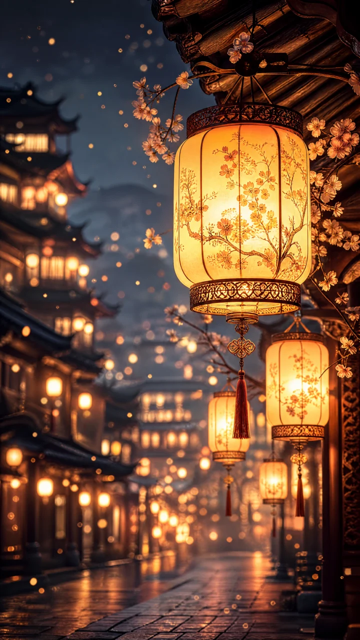 花灯夜韵手机壁纸