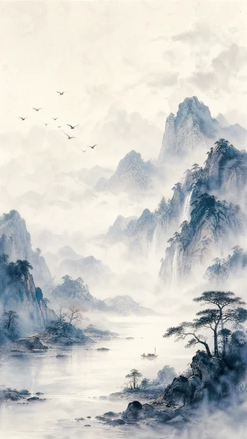 水墨国风山水手机壁纸