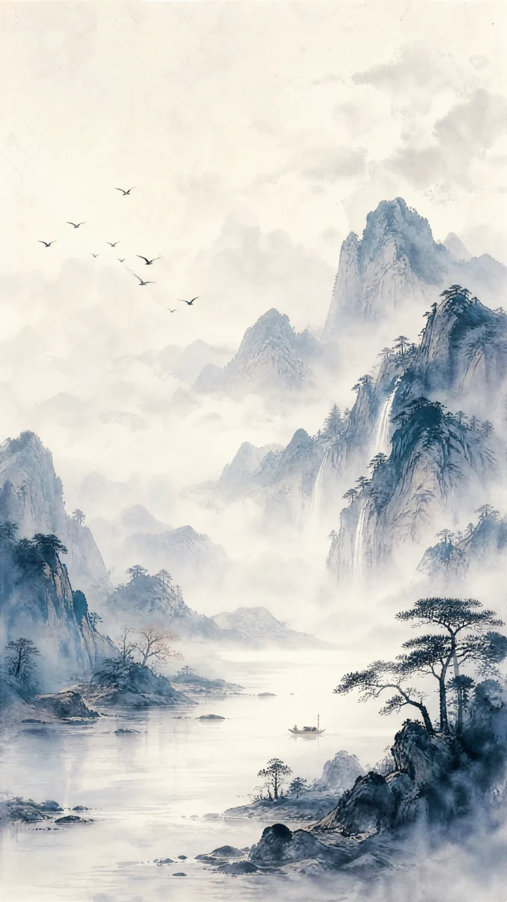 水墨国风山水手机壁纸
