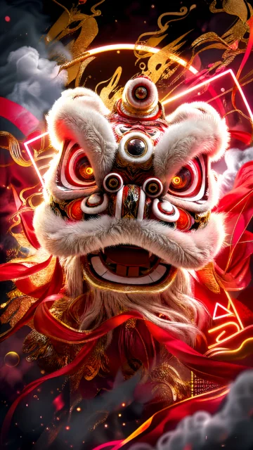 醒狮潮流国风手机壁纸