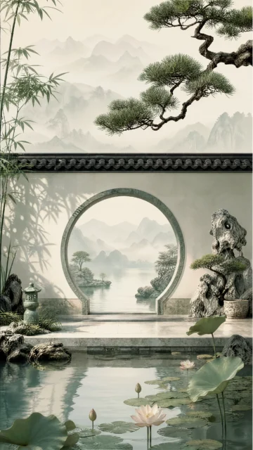 东方雅韵静谧庭院手机壁纸