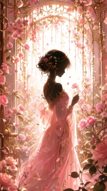 梦幻花园精致插画手机壁纸