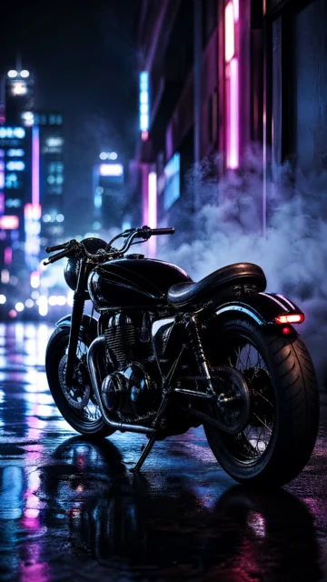 机车风尚霓虹夜景手机壁纸