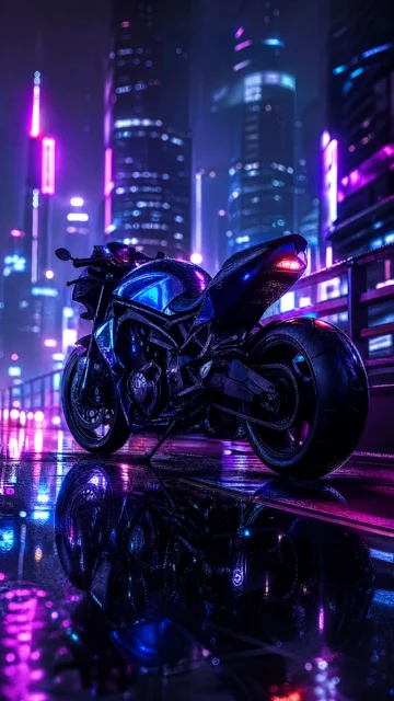 机车风尚霓虹街头手机壁纸