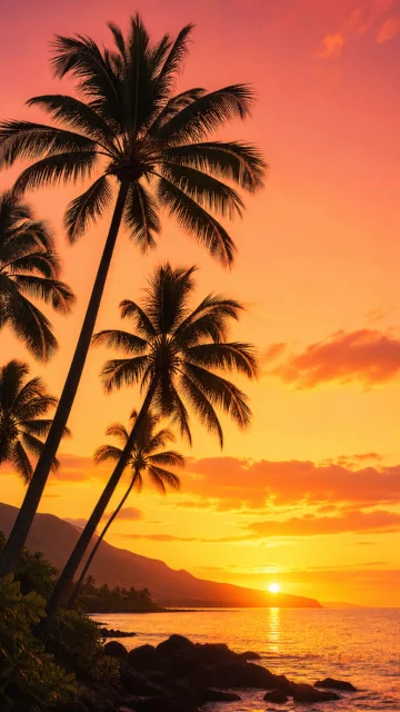 热带棕榈夕阳手机壁纸