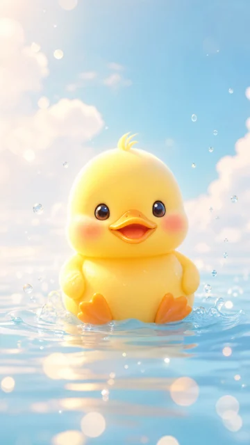 呆萌小鸭治愈手机壁纸