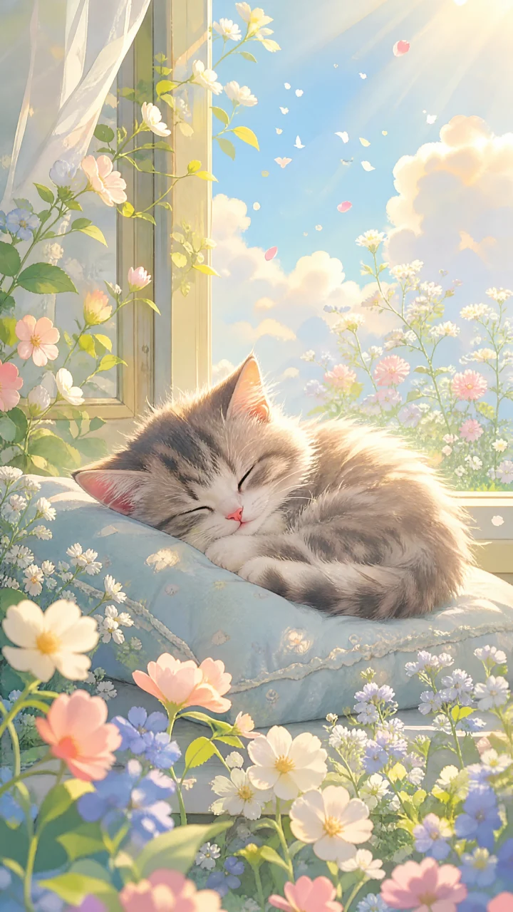 温柔花园治愈插画手机壁纸