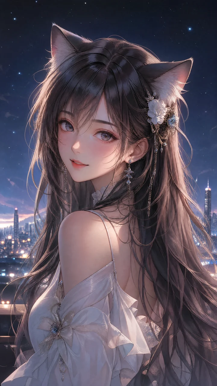 梦幻猫耳女孩手机壁纸