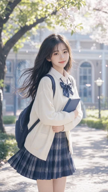 清晨校园女孩手机壁纸