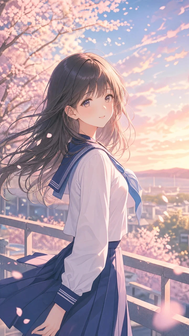 清新水手服女孩手机壁纸