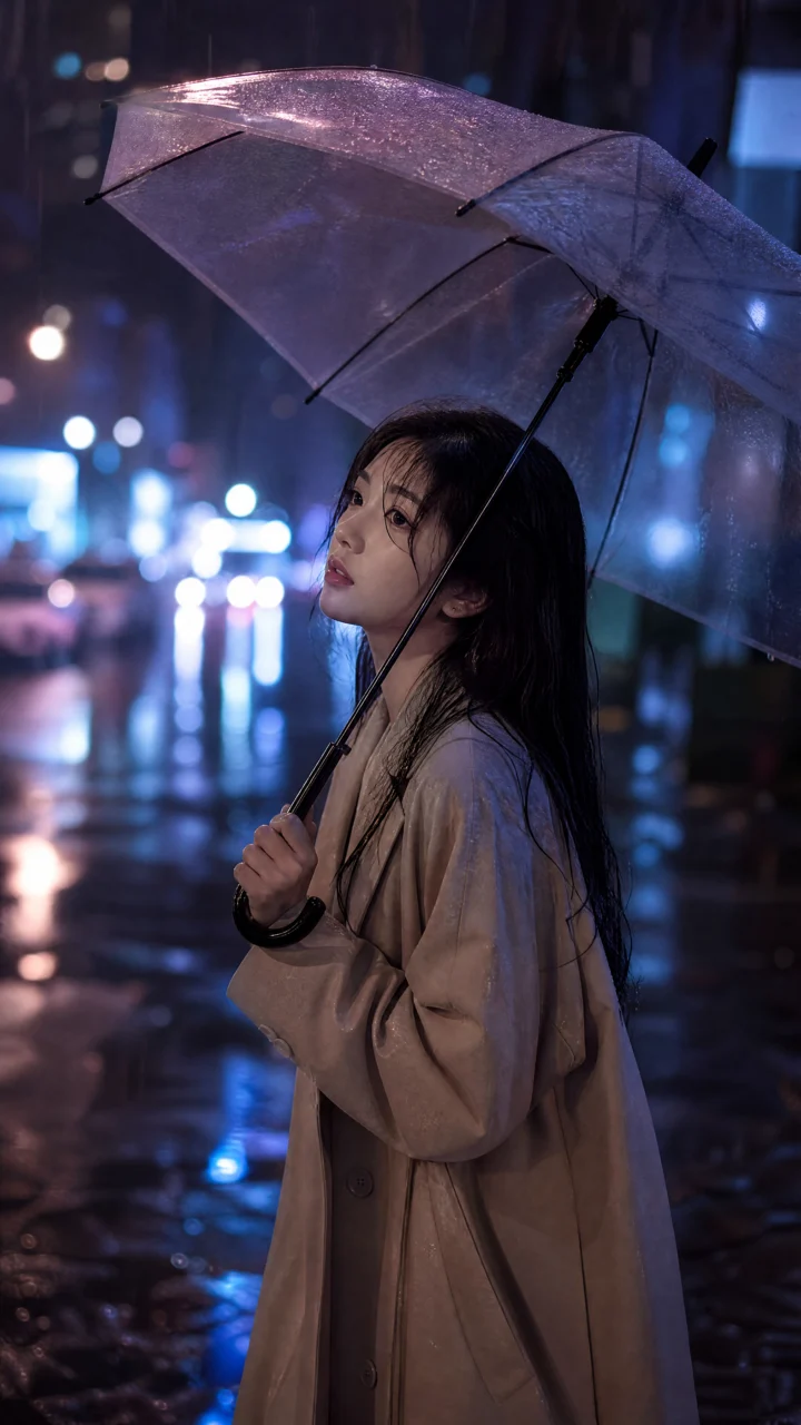 雨中少女唯美手机壁纸