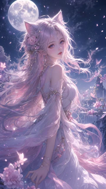 梦幻星光猫耳女孩手机壁纸