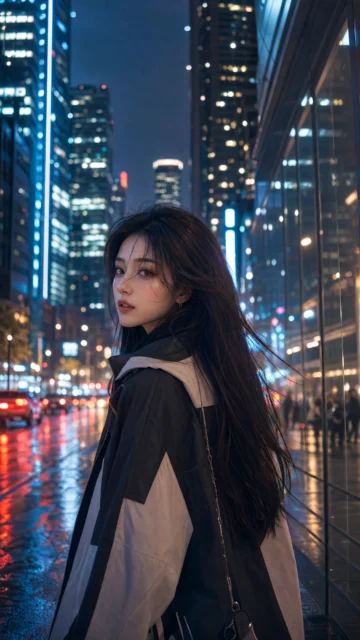 霓虹城市少女手机壁纸