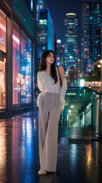 霓虹街角的城市少女手机壁纸