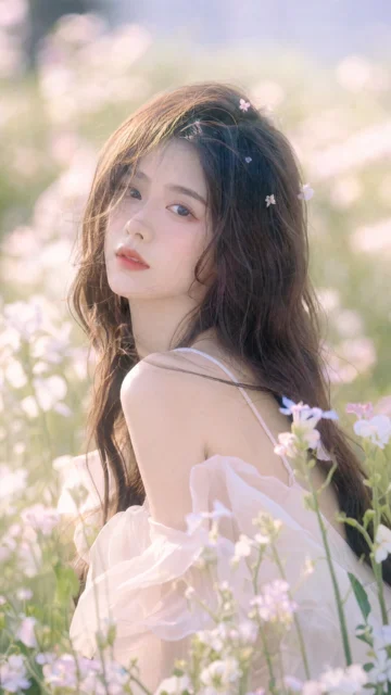 唯美写真花海人像手机壁纸