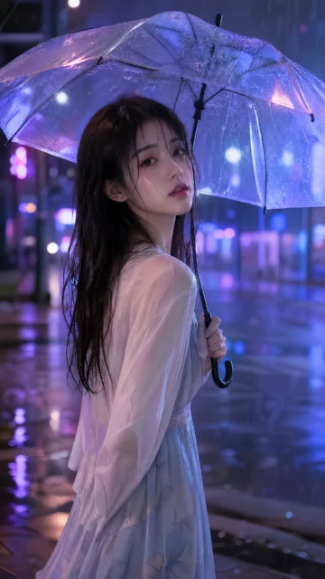 雨中少女唯美手机壁纸