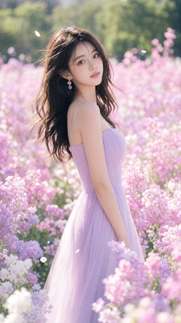 梦幻花海人像手机壁纸