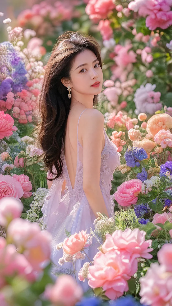 浪漫花海人像手机壁纸
