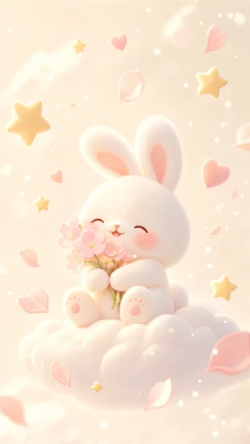 治愈可爱小兔云朵手机壁纸