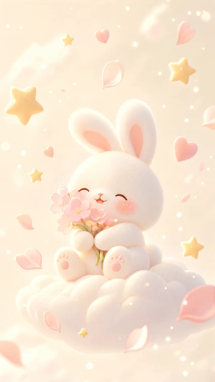 治愈可爱小兔云朵手机壁纸