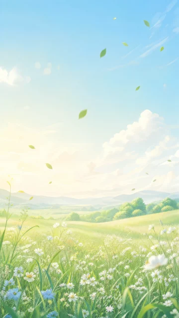 清新插画花草手机壁纸