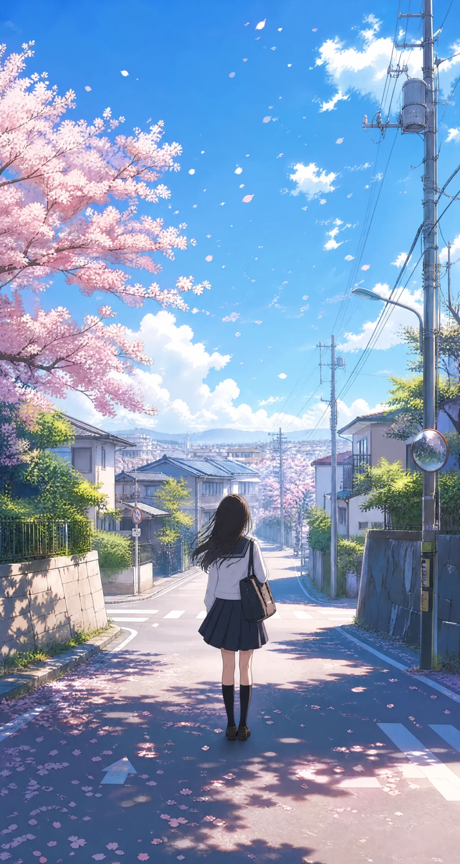 樱花街角日系动画平板壁纸