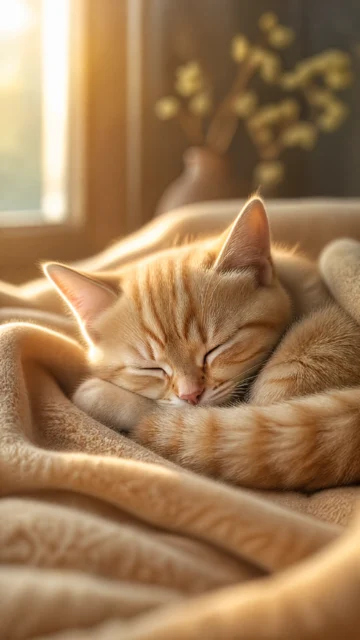 安睡猫咪治愈手机壁纸