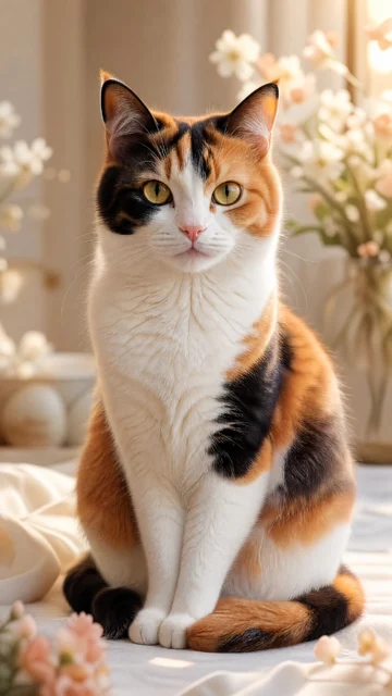 温柔三花猫手机壁纸