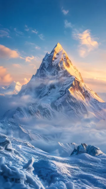 晨光雪峰手机壁纸