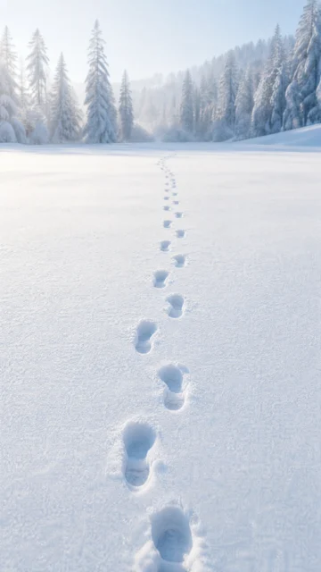 雪地足迹冬日手机壁纸