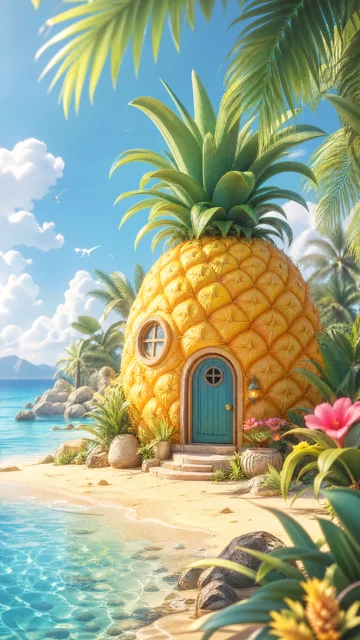 热带菠萝屋手机壁纸