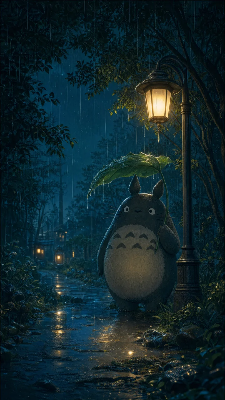 雨夜龙猫手机壁纸