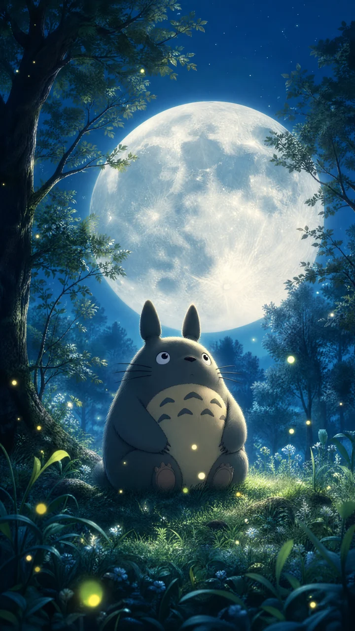 龙猫月光森林手机壁纸