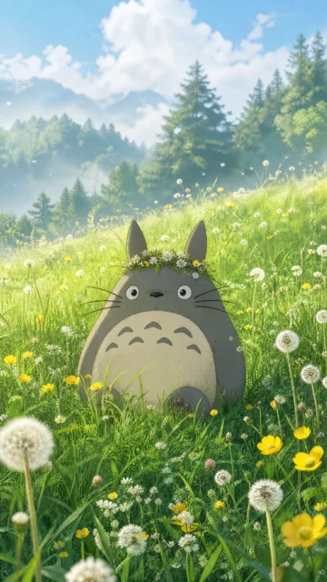 龙猫草地治愈系手机壁纸