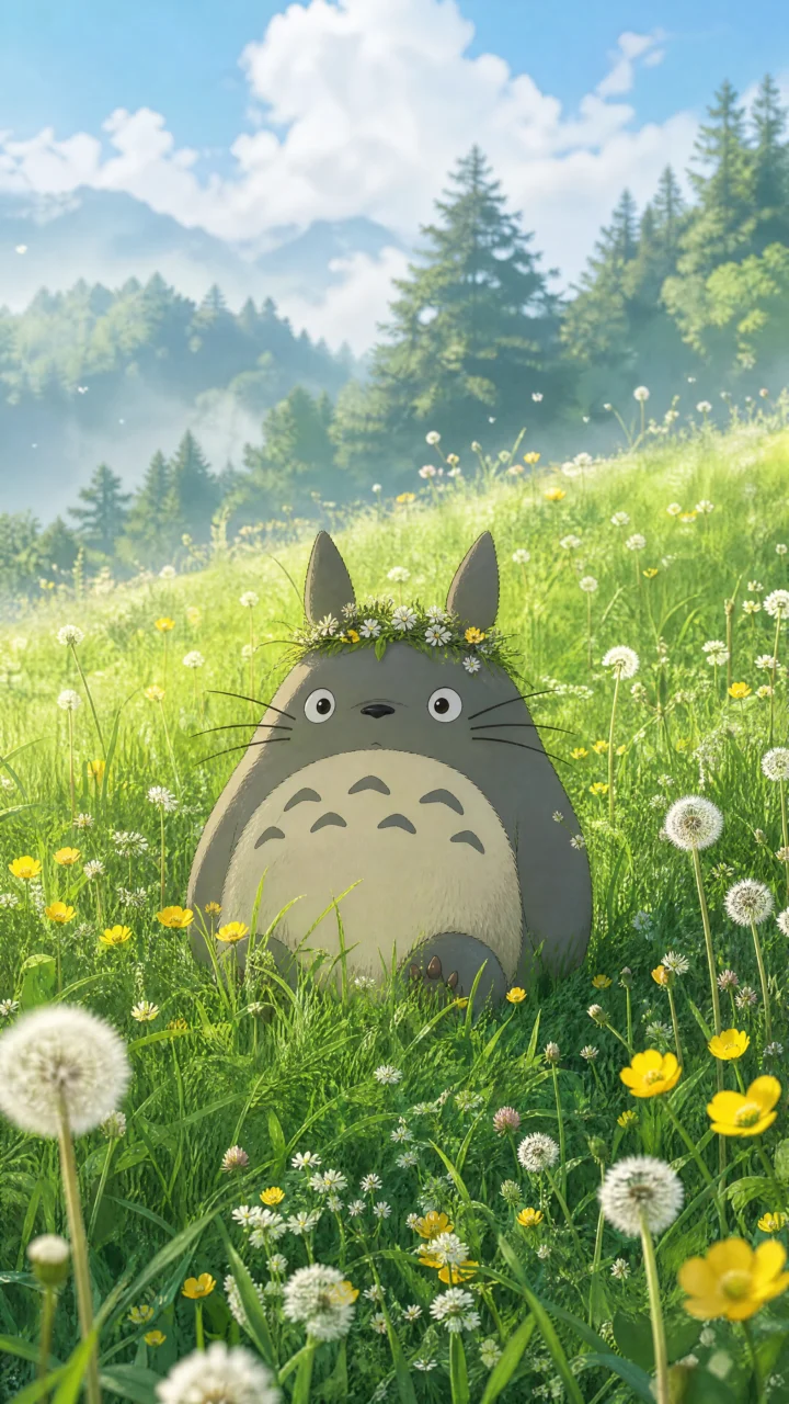龙猫草地治愈系手机壁纸