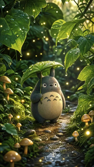 治愈系龙猫插画手机壁纸