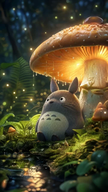 龙猫蘑菇梦幻森林手机壁纸