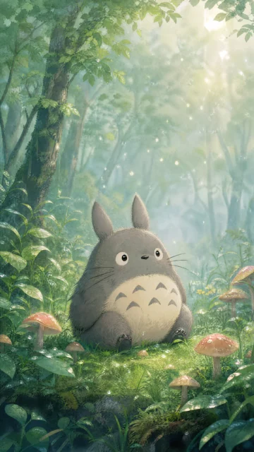龙猫手绘治愈森林手机壁纸