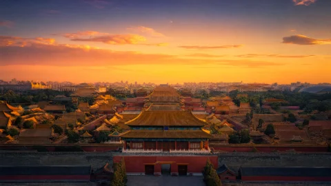 黄昏下的紫禁城桌面壁纸